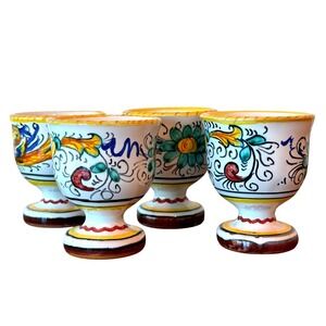 Majolica Raphaelesque Ceramic 2 3/8" Egg Cups Set of FOUR